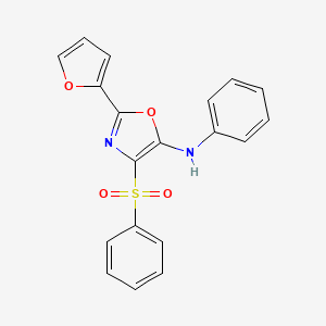molecular formula C19H14N2O4S B2447356 4-(benzenesulfonyl)-2-(furan-2-yl)-N-phenyl-1,3-oxazol-5-amine CAS No. 342433-26-5