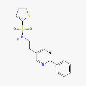 molecular formula C16H15N3O2S2 B2447357 N-(2-(2-phenylpyrimidin-5-yl)ethyl)thiophene-2-sulfonamide CAS No. 2034344-04-0
