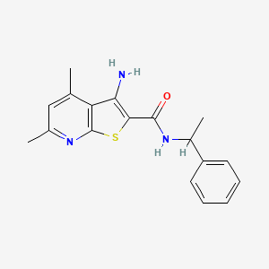 molecular formula C18H19N3OS B2447369 3-氨基-4,6-二甲基-N-(1-苯乙基)噻吩并[2,3-b]吡啶-2-甲酰胺 CAS No. 329934-51-2