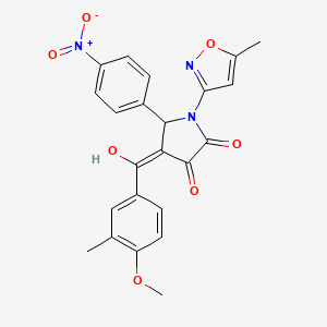 molecular formula C23H19N3O7 B2447372 3-hydroxy-4-(4-methoxy-3-methylbenzoyl)-1-(5-methylisoxazol-3-yl)-5-(4-nitrophenyl)-1H-pyrrol-2(5H)-one CAS No. 618873-71-5