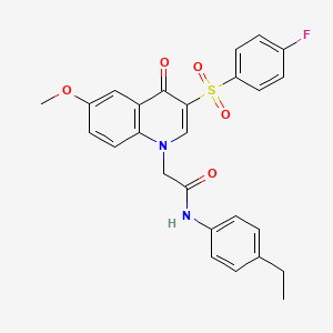 molecular formula C26H23FN2O5S B2447384 N-(4-ethylphenyl)-2-[3-(4-fluorobenzenesulfonyl)-6-methoxy-4-oxo-1,4-dihydroquinolin-1-yl]acetamide CAS No. 866808-59-5