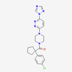 molecular formula C22H24ClN7O B2447386 (4-(6-(1H-1,2,4-triazol-1-yl)pyridazin-3-yl)piperazin-1-yl)(1-(4-chlorophenyl)cyclopentyl)methanone CAS No. 2034279-22-4