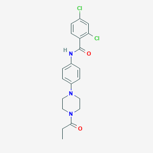 molecular formula C20H21Cl2N3O2 B244739 2,4-dichloro-N-[4-(4-propanoylpiperazin-1-yl)phenyl]benzamide 