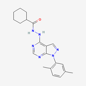 molecular formula C20H24N6O B2447398 N'-[1-(2,5-dimethylphenyl)-1H-pyrazolo[3,4-d]pyrimidin-4-yl]cyclohexanecarbohydrazide CAS No. 1105234-77-2