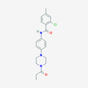 molecular formula C21H24ClN3O2 B244740 2-chloro-4-methyl-N-[4-(4-propanoylpiperazin-1-yl)phenyl]benzamide 