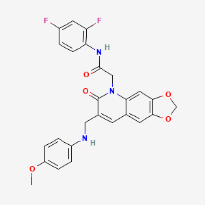 molecular formula C26H21F2N3O5 B2447400 N-(2,4-difluorophenyl)-2-(7-(((4-methoxyphenyl)amino)methyl)-6-oxo-[1,3]dioxolo[4,5-g]quinolin-5(6H)-yl)acetamide CAS No. 894561-14-9