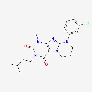 molecular formula C20H24ClN5O2 B2447402 9-(3-氯苯基)-3-异戊基-1-甲基-6,7,8,9-四氢嘧啶并[2,1-f]嘌呤-2,4(1H,3H)-二酮 CAS No. 877616-67-6