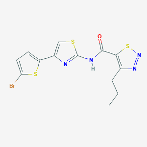 molecular formula C13H11BrN4OS3 B2447417 N-(4-(5-bromothiophen-2-yl)thiazol-2-yl)-4-propyl-1,2,3-thiadiazole-5-carboxamide CAS No. 1203383-12-3
