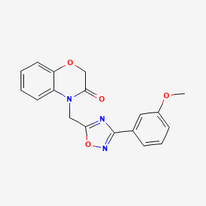 molecular formula C18H15N3O4 B2447419 4-((3-(3-methoxyphenyl)-1,2,4-oxadiazol-5-yl)methyl)-2H-benzo[b][1,4]oxazin-3(4H)-one CAS No. 1105250-75-6