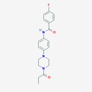 molecular formula C20H22FN3O2 B244742 4-fluoro-N-[4-(4-propanoylpiperazin-1-yl)phenyl]benzamide 