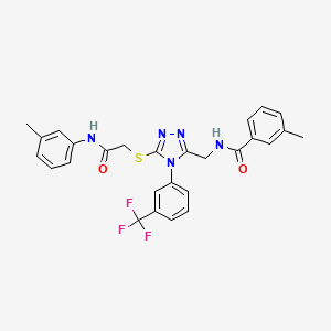 molecular formula C27H24F3N5O2S B2447432 3-甲基-N-((5-((2-氧代-2-(间甲苯胺)乙基)硫)-4-(3-(三氟甲基)苯基)-4H-1,2,4-三唑-3-基)甲基)苯甲酰胺 CAS No. 391917-05-8