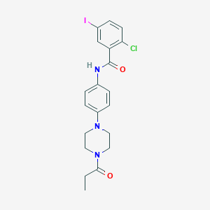 molecular formula C20H21ClIN3O2 B244744 2-chloro-5-iodo-N-[4-(4-propanoylpiperazin-1-yl)phenyl]benzamide 