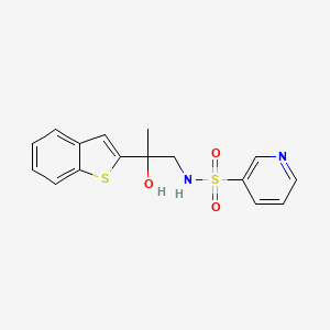 molecular formula C16H16N2O3S2 B2447486 N-(2-(benzo[b]thiophen-2-yl)-2-hydroxypropyl)pyridine-3-sulfonamide CAS No. 2034263-68-6