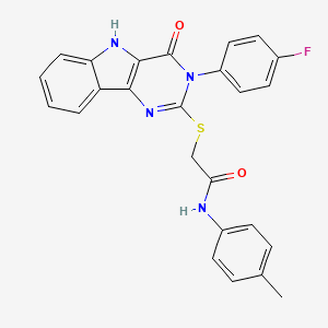 molecular formula C25H19FN4O2S B2447500 2-[[3-(4-氟苯基)-4-氧代-5H-嘧啶并[5,4-b]吲哚-2-基]硫代]-N-(4-甲基苯基)乙酰胺 CAS No. 536710-94-8