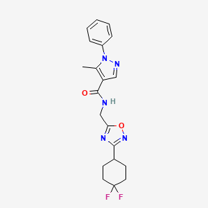 molecular formula C20H21F2N5O2 B2447542 N-((3-(4,4-二氟环己基)-1,2,4-恶二唑-5-基)甲基)-5-甲基-1-苯基-1H-吡唑-4-甲酰胺 CAS No. 2034463-81-3
