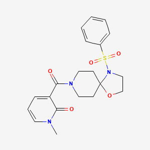 molecular formula C20H23N3O5S B2447550 1-甲基-3-(4-(苯磺酰基)-1-氧杂-4,8-二氮杂螺[4.5]癸烷-8-羰基)吡啶-2(1H)-酮 CAS No. 1325697-97-9