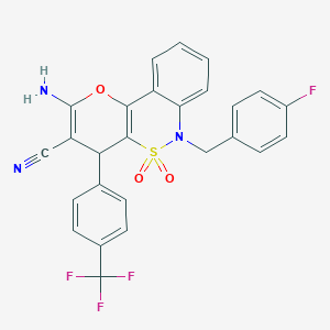 molecular formula C26H17F4N3O3S B2447551 2-氨基-6-(4-氟苄基)-4-[4-(三氟甲基)苯基]-4,6-二氢吡喃并[3,2-c][2,1]苯并噻嗪-3-腈 5,5-二氧化物 CAS No. 893293-33-9