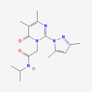 molecular formula C16H23N5O2 B2447559 2-(2-(3,5-dimethyl-1H-pyrazol-1-yl)-4,5-dimethyl-6-oxopyrimidin-1(6H)-yl)-N-isopropylacetamide CAS No. 1002429-33-5