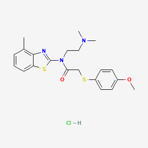 molecular formula C21H26ClN3O2S2 B2447576 N-(2-(二甲氨基)乙基)-2-((4-甲氧基苯基)硫代)-N-(4-甲基苯并[d]噻唑-2-基)乙酰胺盐酸盐 CAS No. 1216967-55-3