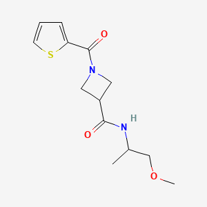 molecular formula C13H18N2O3S B2447577 N-(1-甲氧基丙烷-2-基)-1-(噻吩-2-羰基)氮杂环丁烷-3-甲酰胺 CAS No. 1286709-88-3