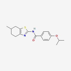 molecular formula C18H22N2O2S B2447589 4-异丙氧基-N-(6-甲基-4,5,6,7-四氢苯并[d]噻唑-2-基)苯甲酰胺 CAS No. 681236-27-1