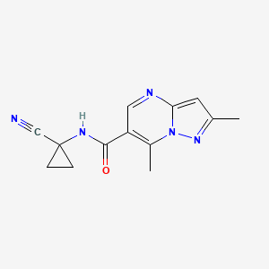 molecular formula C13H13N5O B2447616 N-(1-Cyanocyclopropyl)-2,7-dimethylpyrazolo[1,5-a]pyrimidine-6-carboxamide CAS No. 2361778-83-6