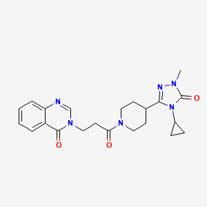 molecular formula C22H26N6O3 B2447617 3-(3-(4-(4-环丙基-1-甲基-5-氧代-4,5-二氢-1H-1,2,4-三唑-3-基)哌啶-1-基)-3-氧代丙基)喹唑啉-4(3H)-酮 CAS No. 1797583-55-1