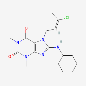 molecular formula C17H24ClN5O2 B2447624 (E)-7-(3-氯丁-2-烯-1-基)-8-(环己基氨基)-1,3-二甲基-1H-嘌呤-2,6(3H,7H)-二酮 CAS No. 478252-92-5