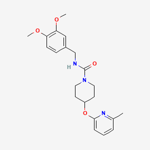 molecular formula C21H27N3O4 B2447627 N-(3,4-dimethoxybenzyl)-4-((6-methylpyridin-2-yl)oxy)piperidine-1-carboxamide CAS No. 1797187-88-2