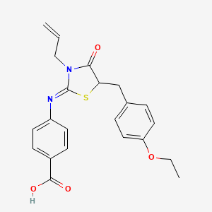 molecular formula C22H22N2O4S B2447632 4-[3-Allyl-5-(4-ethoxy-benzyl)-4-oxo-thiazolidin-2-ylideneamino]-benzoic acid CAS No. 306321-42-6