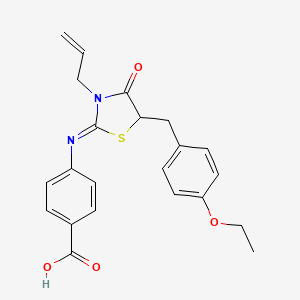 molecular formula C22H22N2O4S B2447632 4-[3-烯丙基-5-(4-乙氧基-苄基)-4-氧代-噻唑烷-2-亚胺基]-苯甲酸 CAS No. 306321-42-6