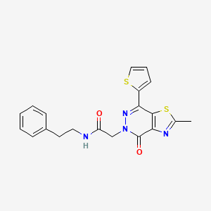molecular formula C20H18N4O2S2 B2447637 2-(2-methyl-4-oxo-7-(thiophen-2-yl)thiazolo[4,5-d]pyridazin-5(4H)-yl)-N-phenethylacetamide CAS No. 941968-95-2