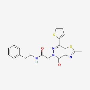 molecular formula C20H18N4O2S2 B2447637 2-(2-甲基-4-氧代-7-(噻吩-2-基)噻唑并[4,5-d]哒嗪-5(4H)-基)-N-苯乙基乙酰胺 CAS No. 941968-95-2