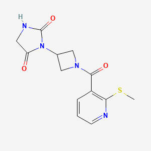 molecular formula C13H14N4O3S B2447644 3-(1-(2-(Methylthio)nicotinoyl)azetidin-3-yl)imidazolidine-2,4-dione CAS No. 2034432-56-7
