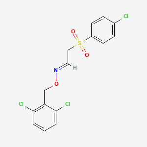 molecular formula C15H12Cl3NO3S B2447654 2-[(4-氯苯基)磺酰基]乙醛 O-(2,6-二氯苄基)肟 CAS No. 338395-19-0