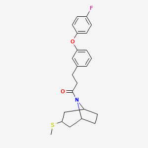 3-(3-(4-fluorophenoxy)phenyl)-1-((1R,5S)-3-(methylthio)-8-azabicyclo[3.2.1]octan-8-yl)propan-1-one