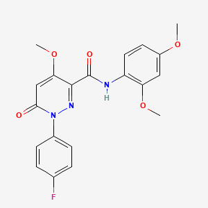 molecular formula C20H18FN3O5 B2447673 N-(2,4-二甲氧基苯基)-1-(4-氟苯基)-4-甲氧基-6-氧代吡啶并嘧啶-3-甲酰胺 CAS No. 942005-30-3