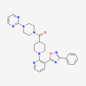 molecular formula C27H28N8O2 B2447685 (1-(3-(3-Phenyl-1,2,4-oxadiazol-5-yl)pyridin-2-yl)piperidin-4-yl)(4-(pyrimidin-2-yl)piperazin-1-yl)methanone CAS No. 1251603-71-0