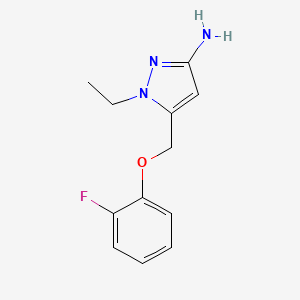 molecular formula C12H14FN3O B2447692 1-ethyl-5-[(2-fluorophenoxy)methyl]-1H-pyrazol-3-amine CAS No. 1856029-58-7