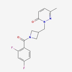 molecular formula C16H15F2N3O2 B2447699 2-[[1-(2,4-Difluorobenzoyl)azetidin-3-yl]methyl]-6-methylpyridazin-3-one CAS No. 2309189-13-5