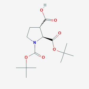 molecular formula C15H25NO6 B2447700 (2S,3S)-1,2-Bis[(2-methylpropan-2-yl)oxycarbonyl]pyrrolidine-3-carboxylic acid CAS No. 2418595-93-2