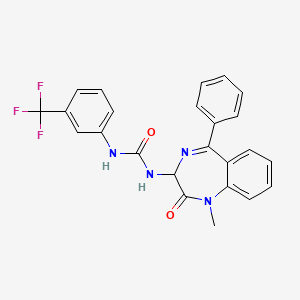 molecular formula C24H19F3N4O2 B2447701 1-(1-Methyl-2-oxo-5-phenyl-2,3-dihydro-1H-benzo[e][1,4]diazepin-3-yl)-3-(3-trifluoromethyl-phenyl)-urea CAS No. 1048916-06-8