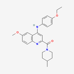 molecular formula C25H29N3O3 B2447708 (4-((4-乙氧基苯基)氨基)-6-甲氧基喹啉-2-基)(4-甲基哌啶-1-基)甲酮 CAS No. 1226426-94-3