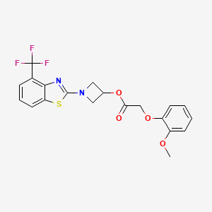 molecular formula C20H17F3N2O4S B2447710 1-(4-(三氟甲基)苯并[d]噻唑-2-基)氮杂环丁-3-基 2-(2-甲氧基苯氧基)乙酸酯 CAS No. 1396872-03-9