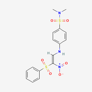 molecular formula C16H17N3O6S2 B2447711 N,N-二甲基-4-{[2-硝基-2-(苯基磺酰基)乙烯基]氨基}苯磺酰胺 CAS No. 338397-56-1