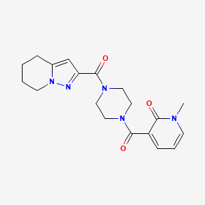 molecular formula C19H23N5O3 B2447739 1-methyl-3-(4-(4,5,6,7-tetrahydropyrazolo[1,5-a]pyridine-2-carbonyl)piperazine-1-carbonyl)pyridin-2(1H)-one CAS No. 2034405-32-6