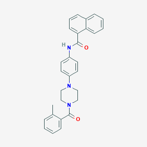 molecular formula C29H27N3O2 B244774 N-{4-[4-(2-methylbenzoyl)-1-piperazinyl]phenyl}-1-naphthamide 