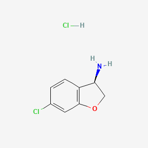 molecular formula C8H9Cl2NO B2447740 (R)-6-Chloro-2,3-dihydrobenzofuran-3-amine hydrochloride CAS No. 2102411-86-7