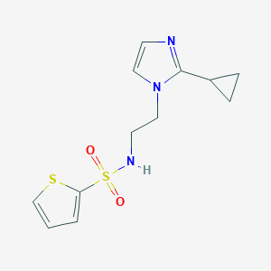 molecular formula C12H15N3O2S2 B2447754 N-(2-(2-cyclopropyl-1H-imidazol-1-yl)ethyl)thiophene-2-sulfonamide CAS No. 2034478-81-2