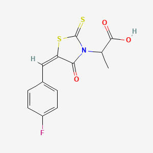 molecular formula C13H10FNO3S2 B2447757 2-(5-(4-Fluorobenzylidene)-4-oxo-2-thioxo-1,3-thiazolidin-3-YL)propanoic acid CAS No. 1980007-27-9